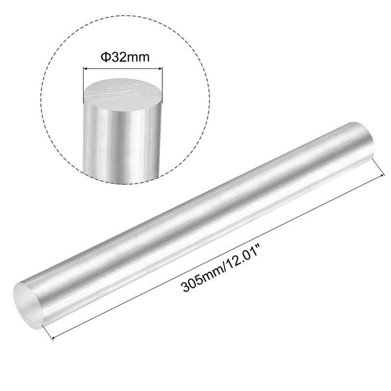 uxcell Aluminum Solid Round Rod Lathe Bar 32mm x 305mm for DIY Craft Tool 2 Pcs