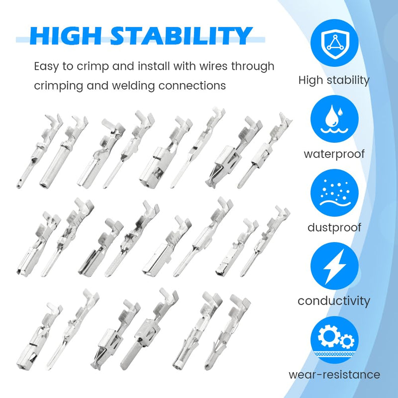 500Pcs Connector Pins Kit Car Electrical Wire Terminal Pins Connector Kit 1/1.5/1.8/2.2/2.8/3.5mm Non-Insulated Plug Removal Male Female Crimp Pins(Color:as Shown) as shown