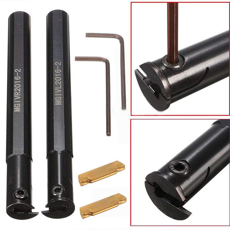 2PCS 5/8" MGIVR2016-2 MGIVL2016-2 Lathe Boring Bar Grooving Cut-Off Tool Holder with 2PCS MGMN200-G NC3020 Insert