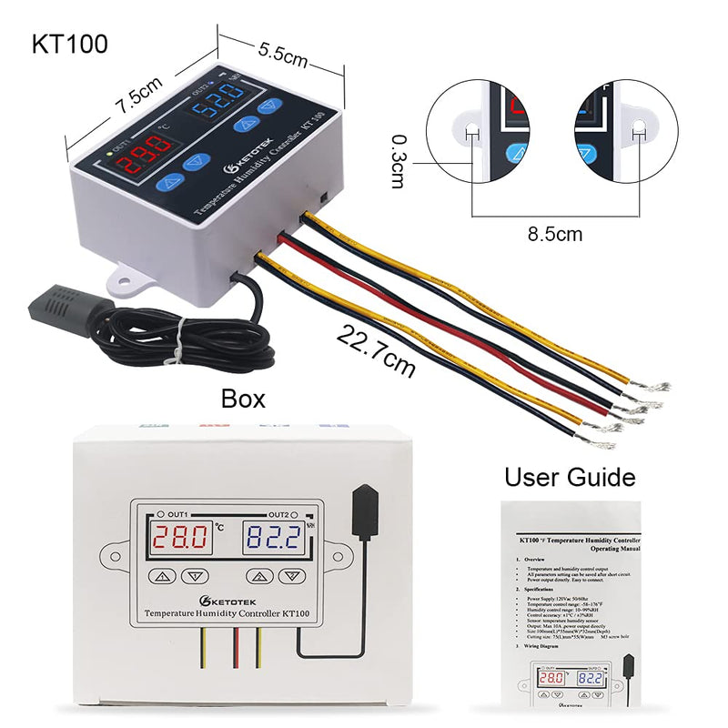 KT100 Humidity Temperature Controller 120V Thermostat Humidistat Control