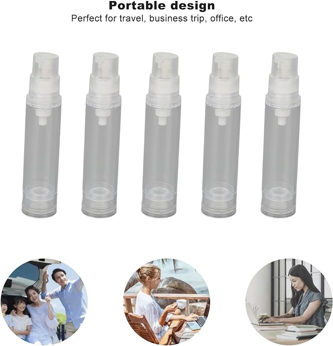 Lotion Pump Bottles 5pcs 10ml Empty Refillable Eye Cream Pump Bottles Skincare Lotion Container Bottles Travel Portable Cosmetic Containers Push Down Pump Dispenser for Gel Serum - NewNest Australia