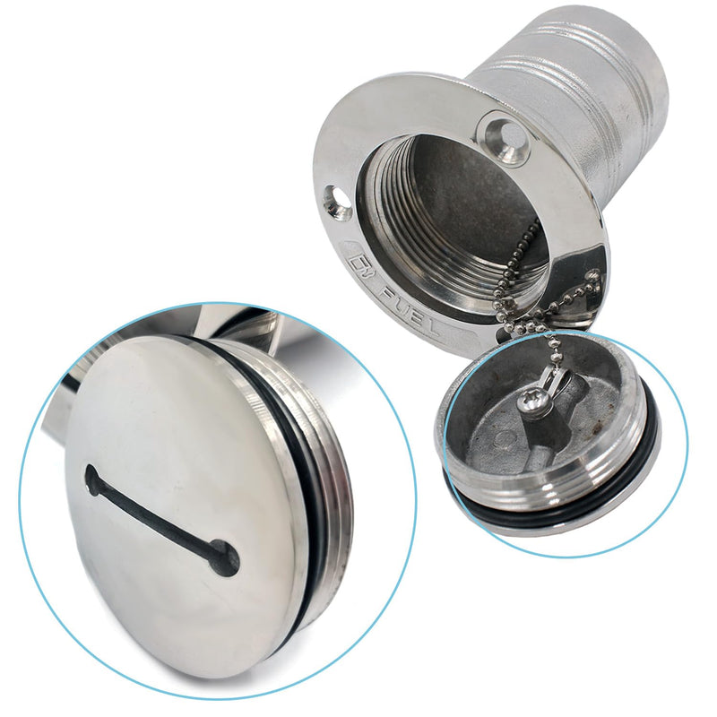SHENGHUISS Boat Deck Fuel/Gas/Water/Waste Fill/Filler Tank Key Marine 316 Stainless Steel Deck Filler Marine Hardware for Yacht Caravan A-1-1/2 inch Fuel Straight