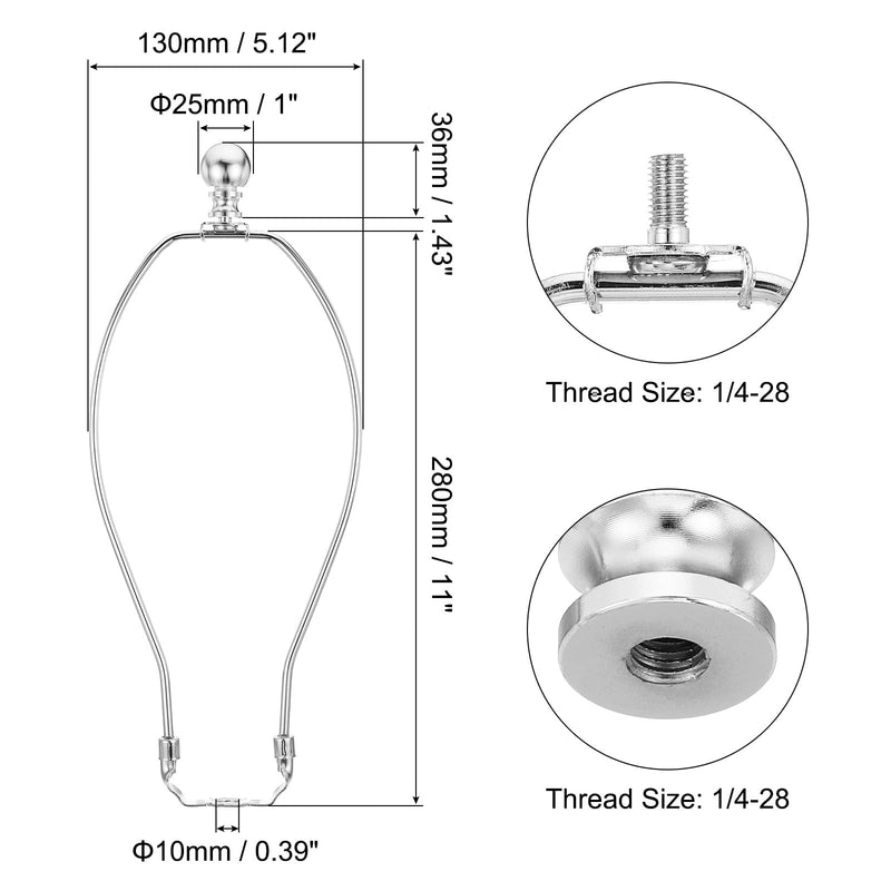 PATIKIL 11 Inch Lamp Harp Kit with Finial, 2 Set Detachable Lamp Shade Bracket Holder, DIY Lighting Accessories for Table Lamps Floor Lamps, Chrome