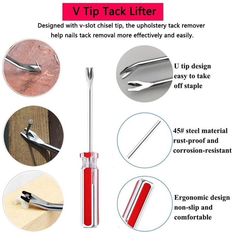3PCS Upholstery Staple Remover, Staple Puller with Tack Puller Tool,Nail Puller for Removing Nails in Furniture, Floor, Wooden Box, Photo Frame, Carpet