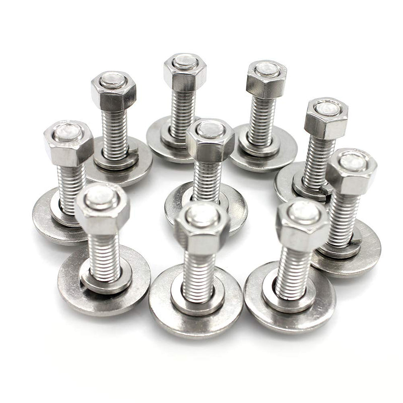(10 Sets) 5/16-18x1-1/4" Stainless Steel Hex Head Screws bolts and nuts kit, Nuts 5/16, Fender Flat Washer 5/16& Spring Lock Washers 5/16, 18-8 (304) S/S, Fully Threaded by Bolt Fullerkreg (10 Sets) 5/16x1-1/4"