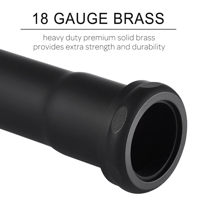 18 Gauge Brass Slip Joint Extension Tube 1-1/4” OD x 8” with Nut and Rubber Washer, P Trap Extension Tube, Sink Drain Tailpiece Tube Extension Heavy Duty, Matte Black