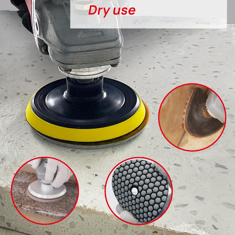 DT-DIATOOL Dry Diamond Polishing Pads 4 Inch for Granite Marble Quartz Stone Countertop Tiles 8 Pieces Grits 100 Grit 100