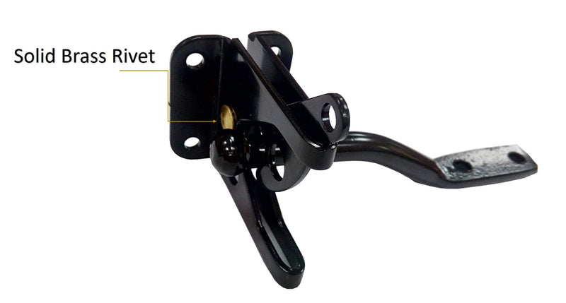 QCAA Self-Locking Gate Latch, 2-1/8", Steel, Black, Made in Taiwan, 4 Pack 4pack Steel - Black (2-1/8")