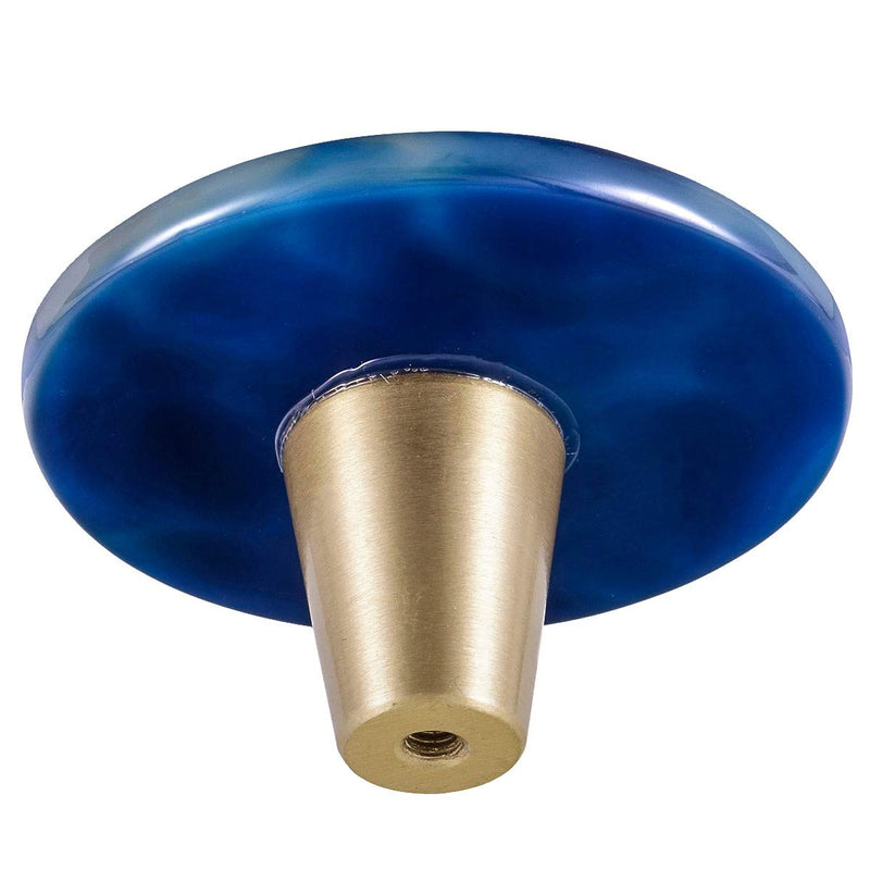 mookaitedecor 4 PCS Agate Slice Cabinet Knobs with Screws, Round Kitchen Drawer Pulls Handles Crystal-Knobs for Dresser Bathroom Cupboard Decorative, Blue