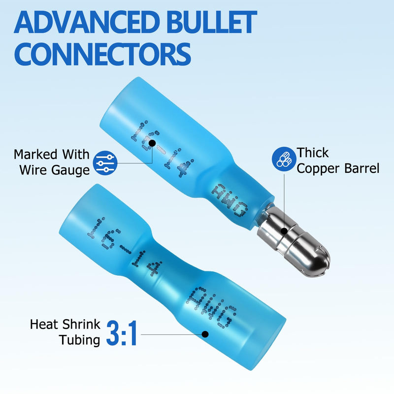 320PCS Heat Shrink Bullet Connectors with Ratcheting Wire Crimper, Male and Female Bullet Wire Connectors, Insulated Waterproof Marine Grade Electrical Connectors for Automotive Boat for Wiring 320PCS Bullet Connectors with Crimper