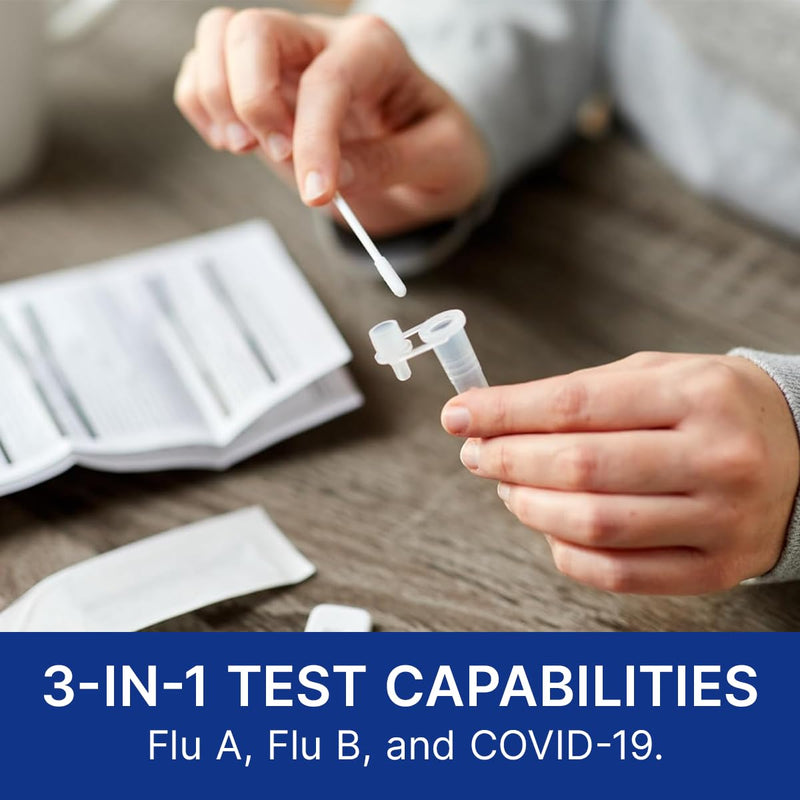 CorDx Tyfast at-Home Flu A/B and COVID-19 Rapid Test Kit, Easy, Accurate, Fast Results in 10 Minutes, 4 Tests.