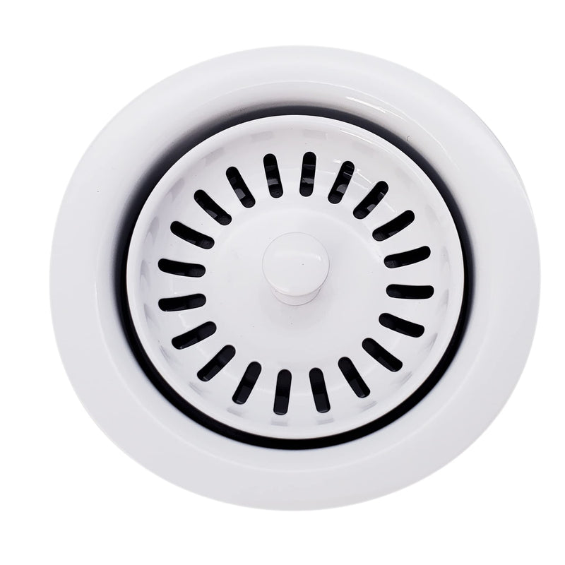 Westbrass CO2165S-50 COMBO PACK 3-1/2" Post Style Large Kitchen Sink Basket Strainer and Waste Disposal Drain Flange with Basket Strainer, Powder Coat White