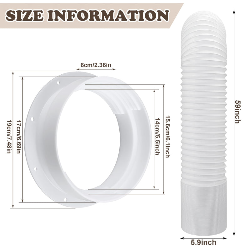 Pushglossy Portable Ac Vent Wall Mount Kit 6in & 6.5in Tubes 59 in Hose 59'' Long5.9'' Wide