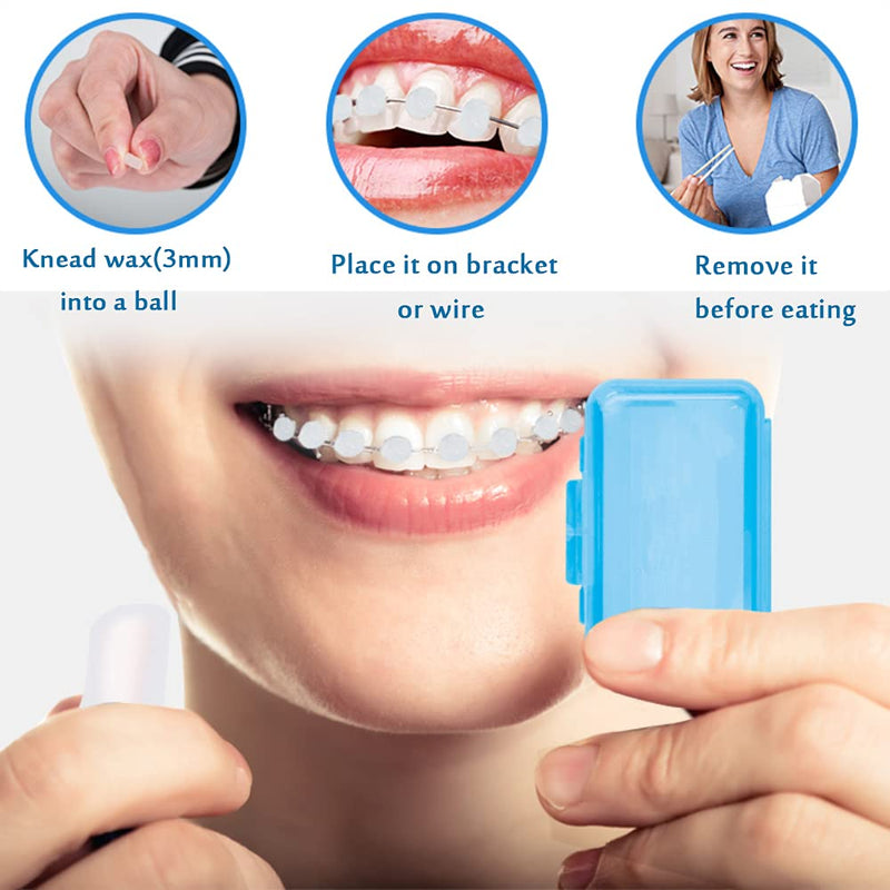 Braces Orthodontic Wax Dental Ortho Wax for Teeth Braces Invisalign, Unscented, 6 Pack White-Unscented