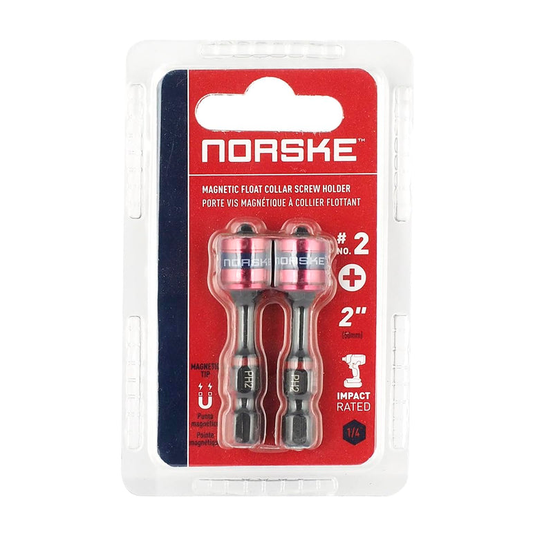 Norske Tools NIBCI331 Magnetic Float Collar Screw Holder No.2 PH (2pc Carded) Impact Rated for Heavy Duty Use No.2 Phillips