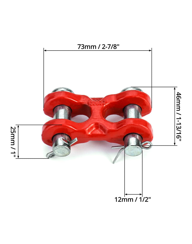 QWORK 3/8 Inches Twin Clevis Safety Chain Repair Links, 2 Pack Trailer Tie Down Links, Industrial Grade Heavy Duty Material - 6,600 LBS. Capacity 6600lbs