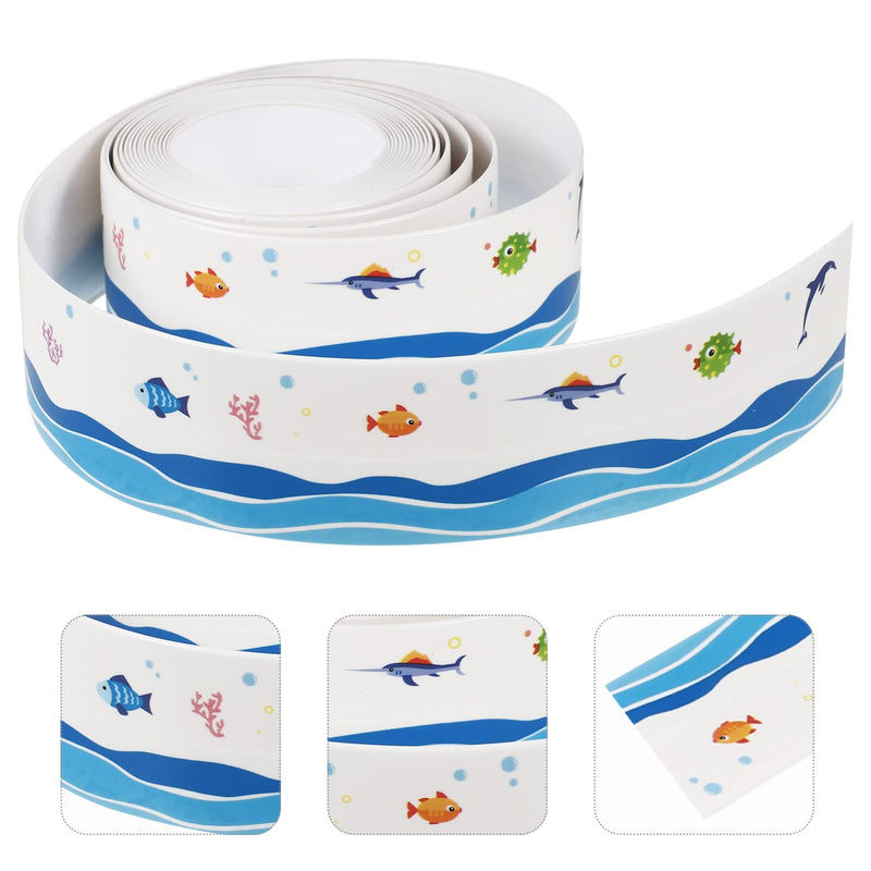 Housoutil Caulk Strip Tape Shower Sealant Strip Self Adhesive Caulking Sealing Tape for Kitchen Bathroom Sink Countertop Toilet Bathtub Sea Animal Pattern Sky-blue