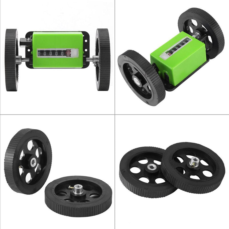 Rolling Meter Counter, 1 Pack 6 Digit Meters Rolling Mechanical Length Counter for Measuring Textile 0-9999.9 Yard, Printing, Artificial Leather, Meter Counter Wheel Green