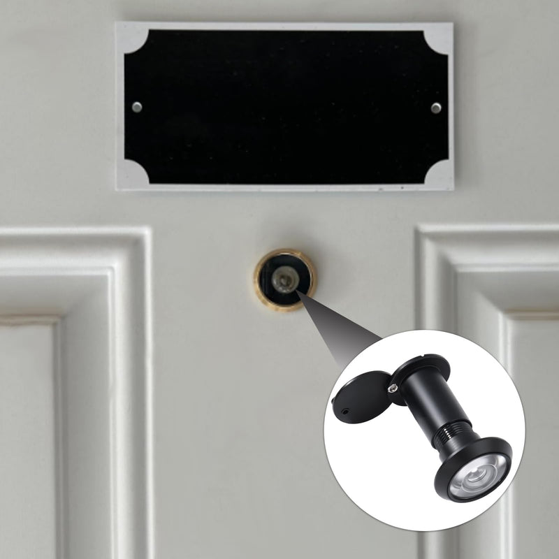 Door Viewer Peephole with Cover 200 Degree Zinc Alloy Security Peephole Adjustable for 1.4-2.3in with Drill Bit and Small Allen Wrench Black Anti Peeping Reverse Privacy Covers