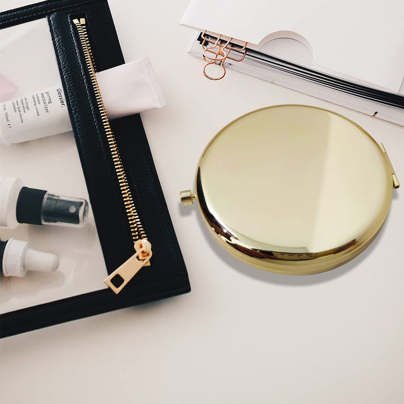 Magnifying Compact Double-Sided 1X/2X Round Pocket Handheld Travel Makeup Portable Pocket Mirror Glod 5PCS Gold 5 Count