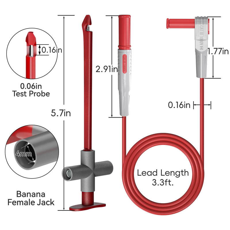 Goupchn 2PCS Multimeter Test Leads 4mm Banana Plug Male to Male with Puncture Probes Wire-Piercing Test Clip Tool for Multimeter Testing Automotive Car Repairing P1033A