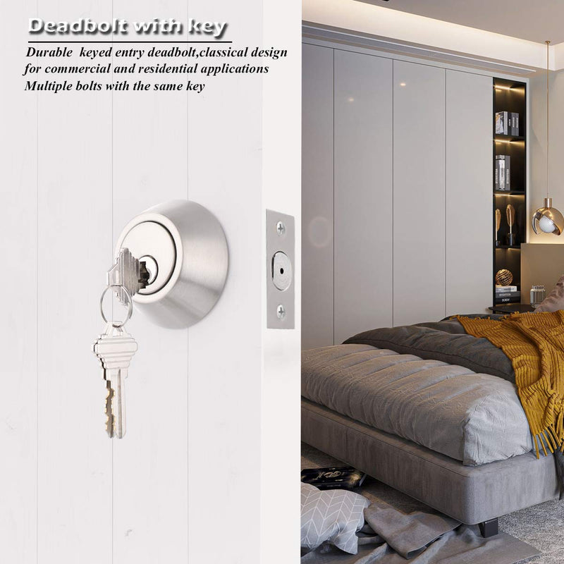 Gobrico Keyed Alike Double Cylinder Deadbolts Door Locks Satin Nickel Keyd Both Sides Door Locksets for Exterior Interior Door 2 Pack