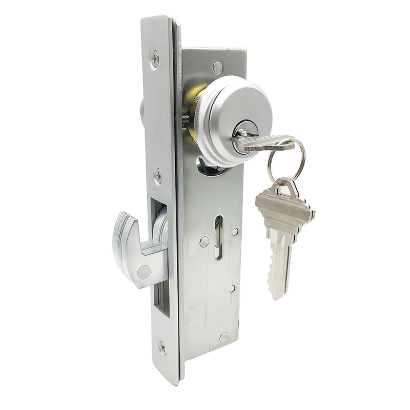Storefront Mortice Hook Door Lock, Commercial Door Locks Mortise Cylinder Combo, Mortise Cylinder Hook Bolt with Keys(1-1/8" Backset) Hook locking tongue