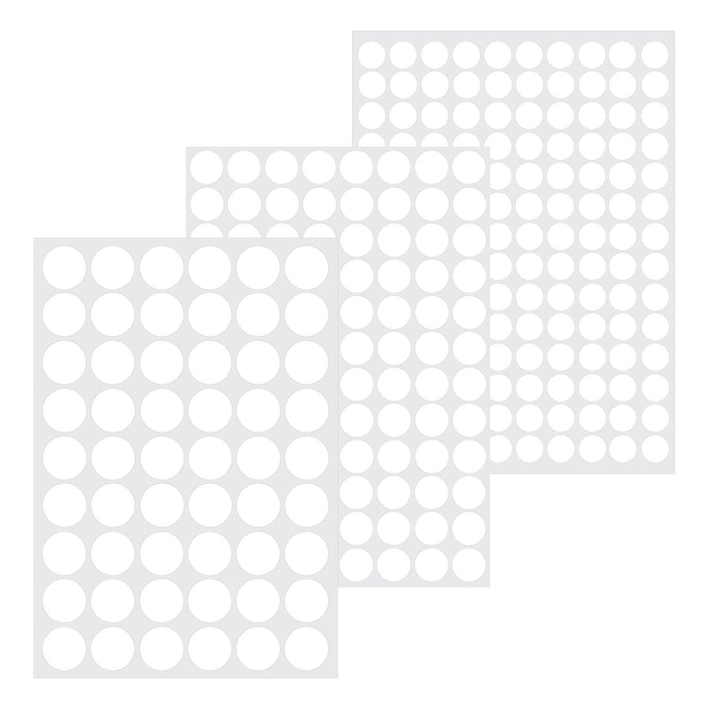 3 Sheets 290 Pcs Screw Hole Cover Stickers, 12 mm/15 mm/21 mm White Screw Covers Wood Stickers for Furniture, Self-Adhesive Screw Covers Caps (White)