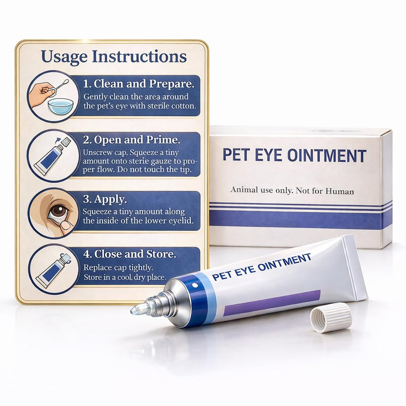 Pet Eye Health for Dogs, Cats, Cattle, Sheep, Horses Birds and Puppies, Kitten - 1 Tube, Sterile, 3.5g Tube, for Animal Use