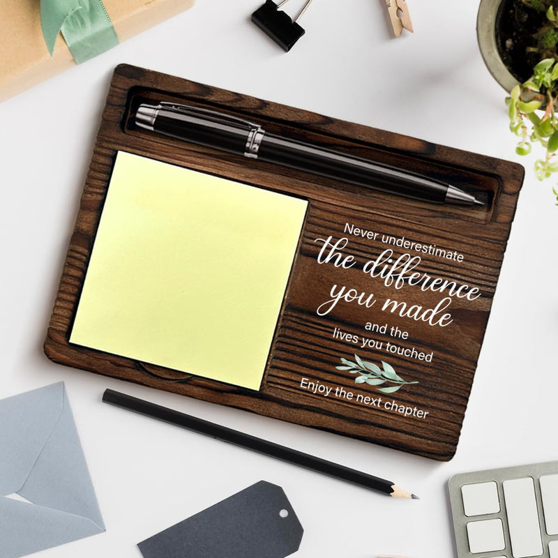 Retirement Gifts for Men Women, Retired Leaving Farewell Goodbye Gifts for Coworker Boss Leader Teacher, Never Underestimate The Difference You Made Sticky Note Holder for Desk