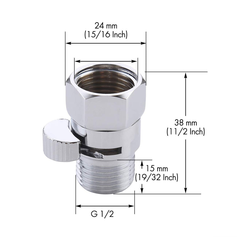 KES Shut Off Valve Brass Shower Head Valve with Handle Lever G1/2 Water Flow Control Valve Regulator Chrome, K1140B-CH