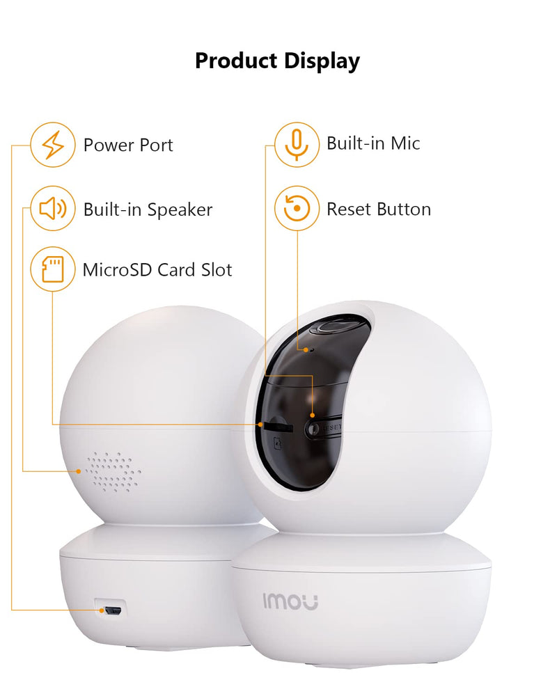 Imou 360° Security Camera Indoor with AI Human/Motion/Sound Detection, WiFi Camera Indoor Wireless 1080P for Pet/Dog/Baby, Smart Tracking, Siren, Night Vision, 2-Way Audio, Works with Alexa, 2 Pack SE 2Pack