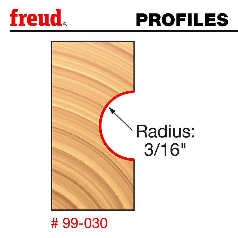 Freud 99-030: 3/16" Radius Flute Bit with 1/2" Shank