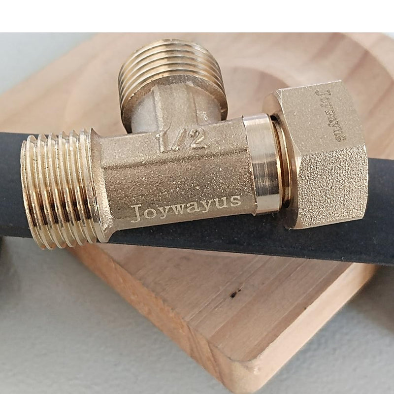 Joywayus Brass G1/2" 3 Way Diverter, Tee Shape Hose Pipr Fitting Adapter Connector, for Angle Valve Hose, Bath Shower Arm, Toilet Bidet Sprayer, Bathtub Faucet