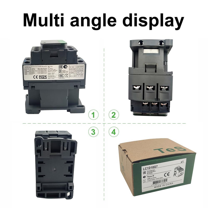 LC1D18G7 Non-Reversing Contactor 18A 3Pole 120VAC Coil 1NO 1NC 50/60Hz