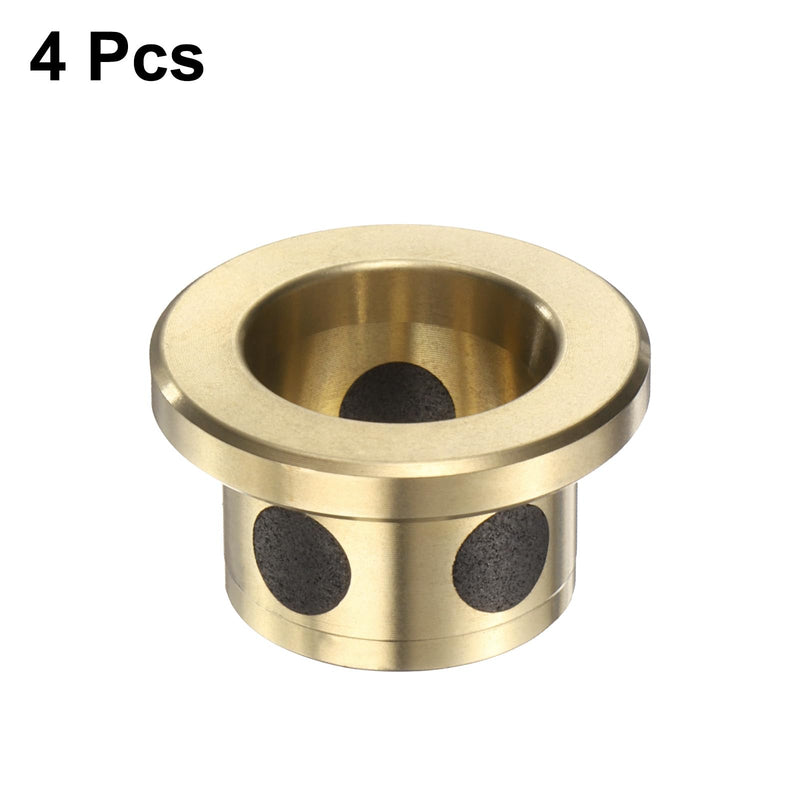uxcell 4pcs Flange Sleeve Bearings 12mm Bore x 15mm OD x 12mm Height, Wrapped Oilless Flange Bushings Brass Graphite, Oilless Lubricating Cast Brass Bushing