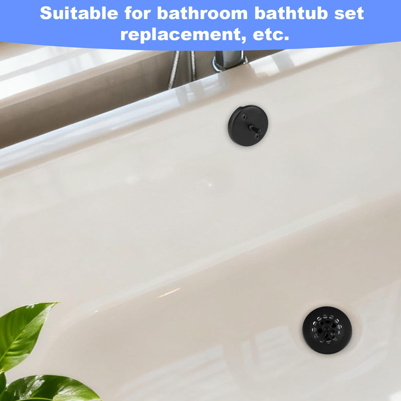Black Bathtub Drain and Overflow Panel Kit, Universal Bathtub Conversion Kit with Overflow Panel Gasket & Matching Screws Drain Assembly Replacement for Bathroom Tubs