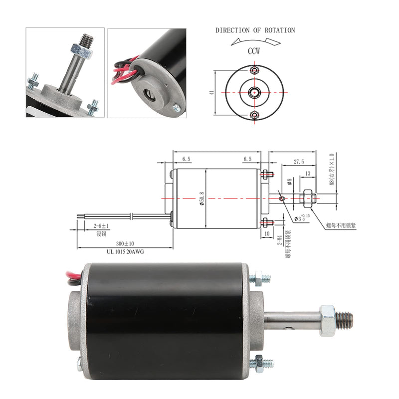High Torque DC Motor 12 V/24 V Permanent Magnet Motor Mini DC Motor DIY Generator Motor 30W CW/CCW with Moun Conventional rotary threaded shafts