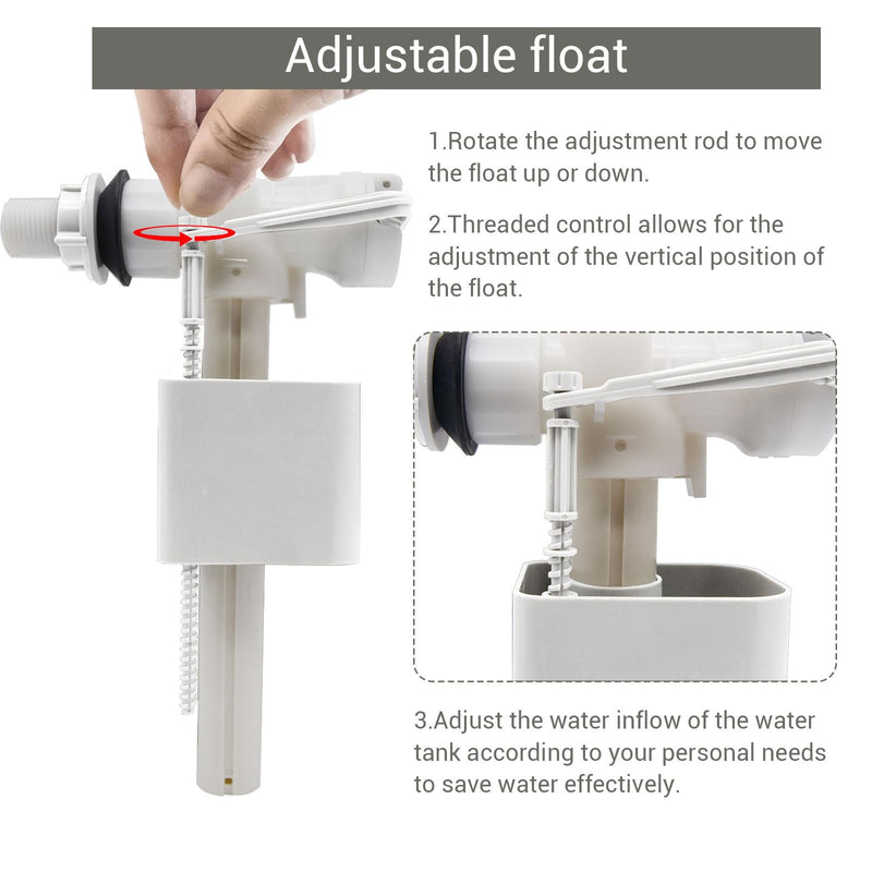 Toilet Side Mount Fill Valve Replacement,Compatible with Delta RP71168, G1/2 Inlet with G7/8 Adapter, Adjustable Float Height, Includes Refill Tube & Filter Screen, WC Tank Repair Parts