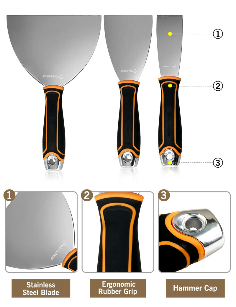 ROLLINGDOG Drywall Repair Knife Set 5 PC Putty Knife Kit