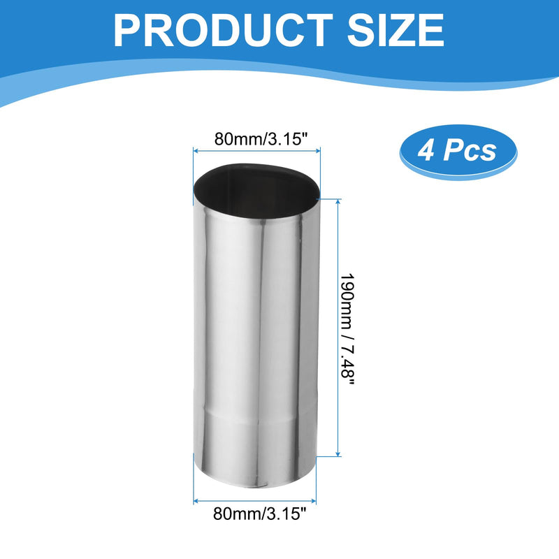 PATIKIL 8x19cm Stove Pipe, 4Pcs Stainless Steel Thickened Lengthen Straight Tent Stove Chimney Pipe Flue Extension for Camping Stove Vent Water Heater Smoke Exhaust 4 8x20cm