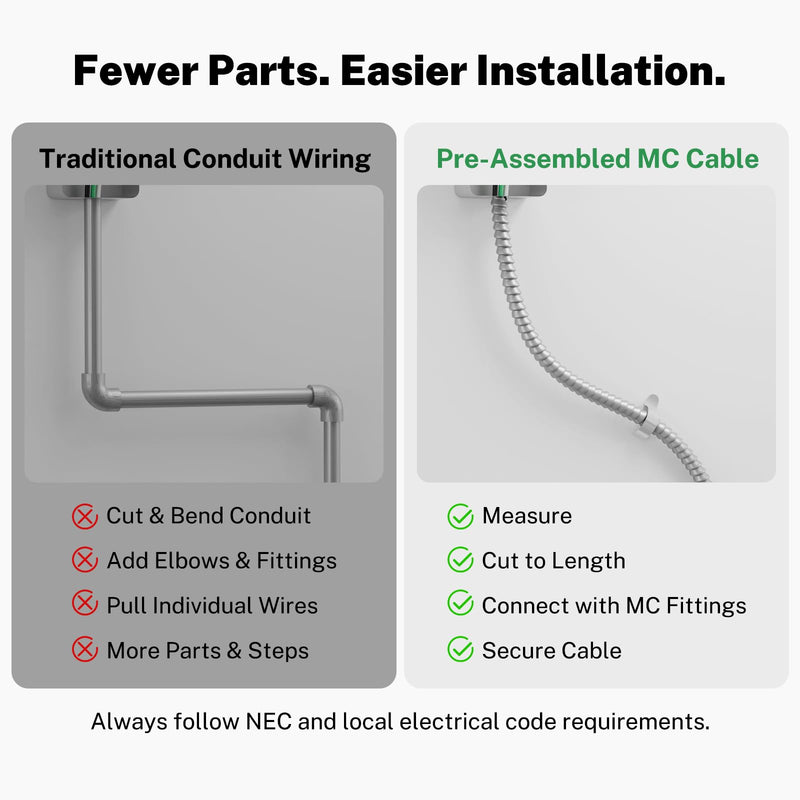FIRMERST 12/2 MC Cable with Ground, 25 FT, Solid Copper, Armored, 600V 12AWG/2