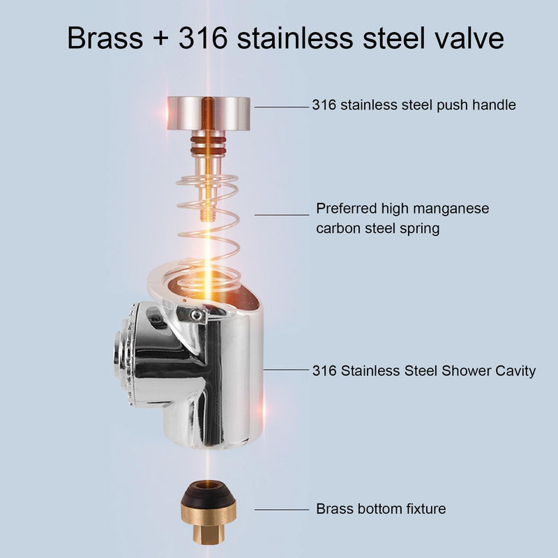 Srliya Recessed Shower Head Portable Mini Boat Shower Head Hand Pressed 316 Stainless Steel PVC Shower Head Sprayer for RV Yacht Motorhomes 4M/ 13.1ft Water Pipe