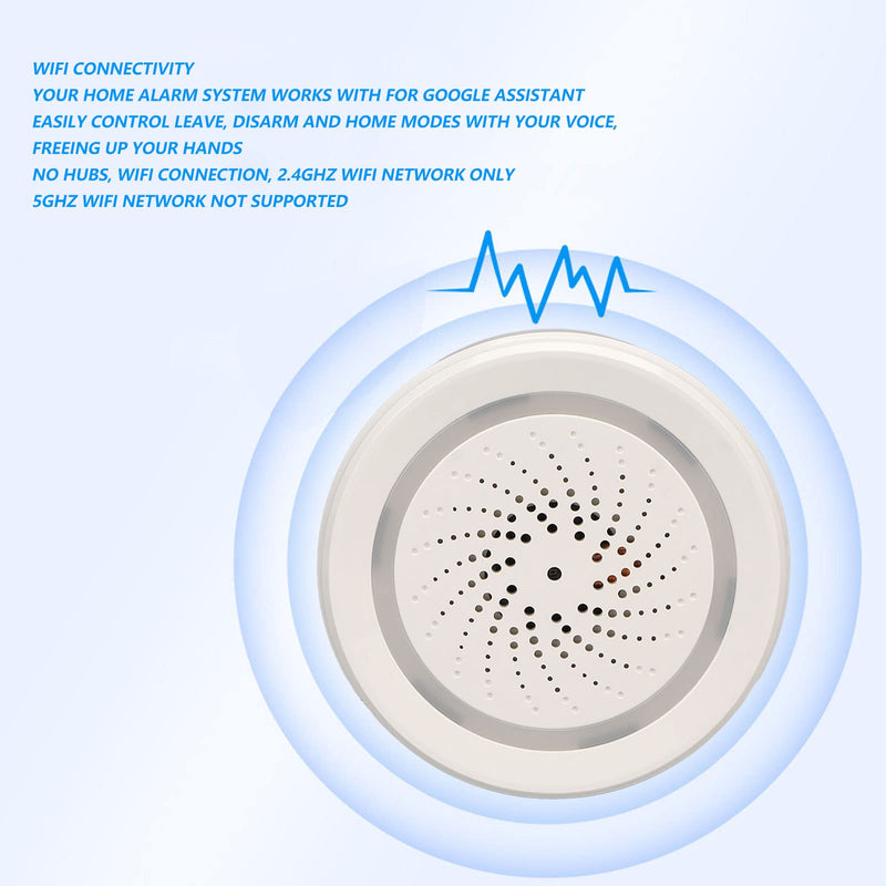 Smart Siren Alarm, 105dB, APP Control, Alarm for Home Security Alarm, Panic Alarm, Audible Alerts, Remote Control, Support and Google Home Assistant
