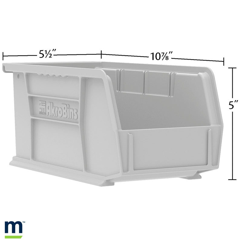 Akro-Mils 30230 AkroBins Plastic Storage Bins, Space-Saving Stackable Bins, Garage Organization Bins, Pantry Organization, Craft Storage, 11-Inch x 5-Inch x 5-Inch, Red, 12-Pack Containers