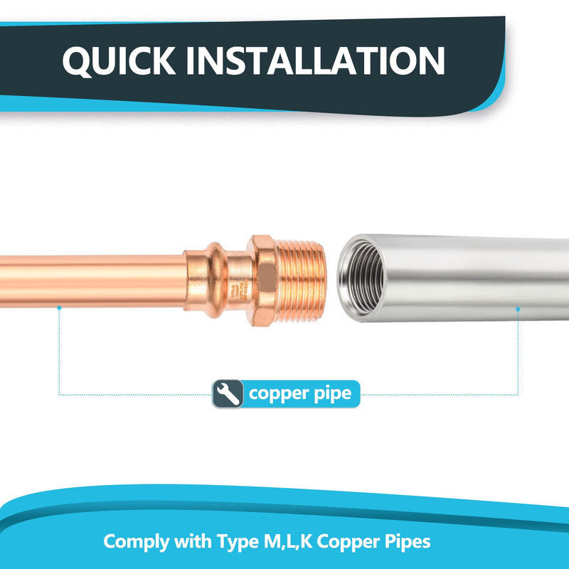 5Pack Seelink 1/2" Copper Press x 3/4" MPT Male Adapter(PRESS041-5) 5 1/2"x3/4"