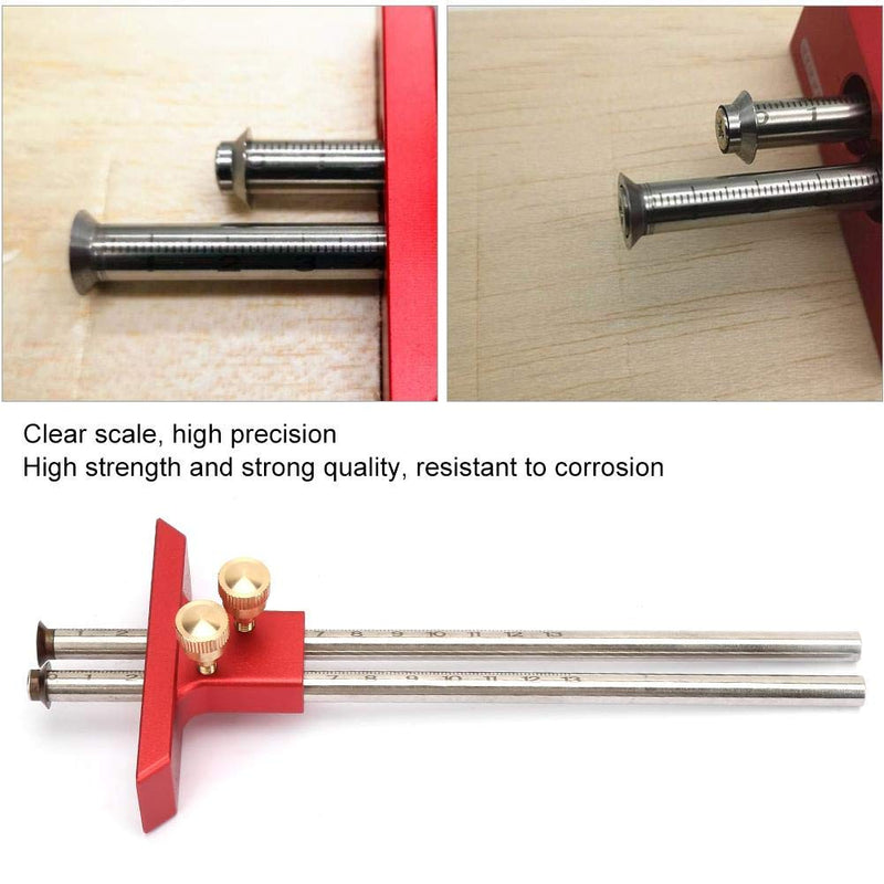 Wood marking gauge, Stainless Steel Woodworking Double Head Scriber Ruler Marking Gauge Wood Scribe Tool Carpentry For Carpenter