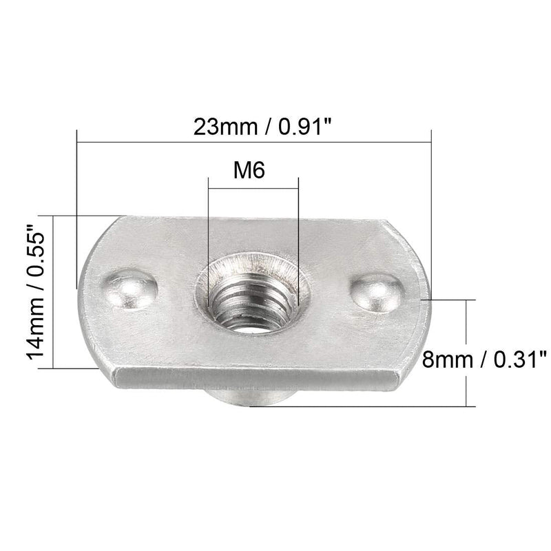 uxcell M6 Carbon Steel Slab Base T-Shaped 2 Projection Weld Nuts Pack of 25