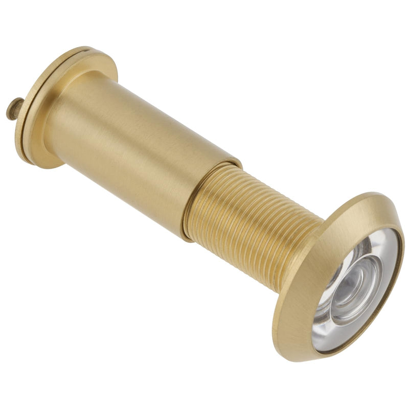 Door Viewer Peephole,200 Degree Solid Brass Peephole with 16 MM Titanium Plating Drill Bit for 1-3/8" to 2-1/6" Doors,5/8 Inch Pipe Diameter Door Eye Viewer with Privacy Cover (Satin Gold) Satin Gold
