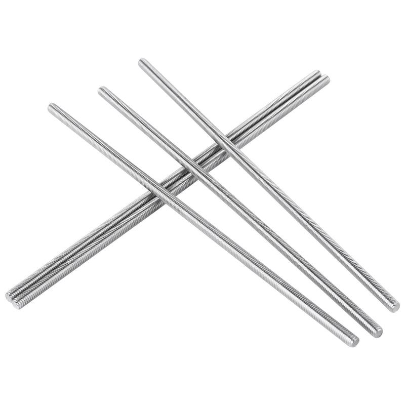 Pack of 10 M5 x 200mm Length 304 Stainless Steel Fully Threaded Rod Bar Studs Silver Tone